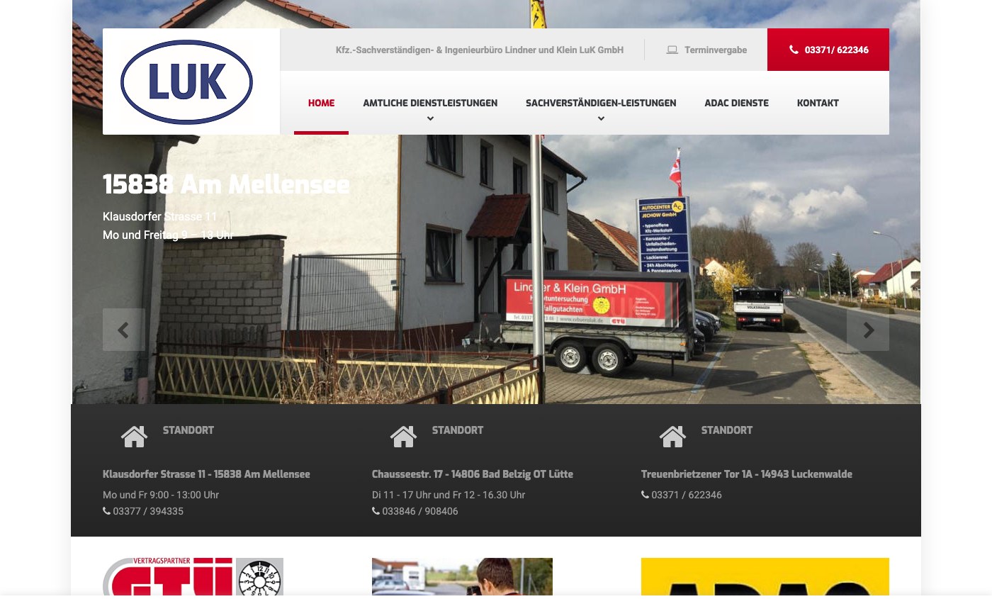 Alte Website vor dem Redesign